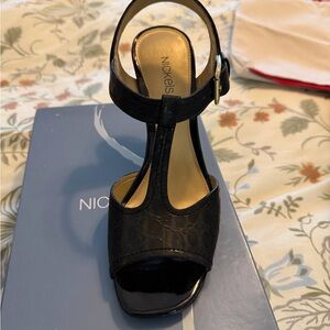 Nickels Black Croc-Embossed Heels